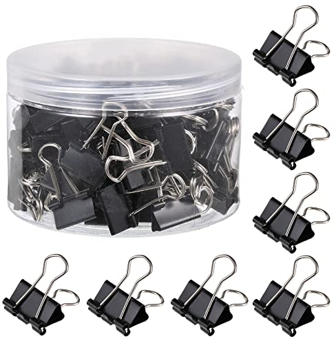 Foldback Klammern 100 Stück, Schwarz 19mm Binder-Clips, Büro-Metall-Klammern für Papierarbeiten, Papierbinder-Klemmen für Schule, Heimbedarf
