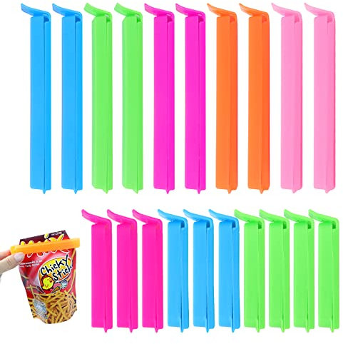 Redamancy 20 Stück Verschlussclips, Länge 7.5/11cm Lebensmittel Clips, Mehrere Farben Clips für tüten, Verschlussklammern Clips für Versiegeln Gefrierbeutel, Snacks, Nüsse, Kaffee