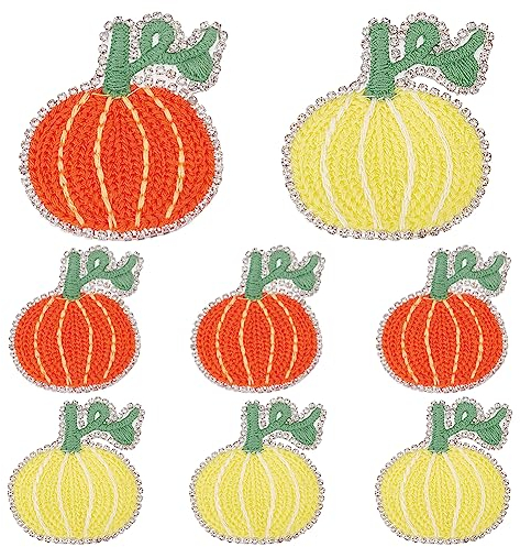 WEBEEDY 8 Stück Halloween Kürbis Stickapplikationen Zum Aufbügeln Oder Aufnähen Halloween Kürbis Bestickt DIY Applikationen Stoffabzeichen Für DIY Patches Nähzubehör