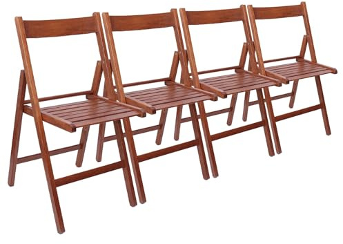 Harbour Housewares 4X Noyer Bois de Hêtre Chaise Pliantes - Pliable Intérieur Maison Bureau Bureau d'Ordinateur Cuisine Table à Manger Siège en Bois Set