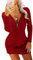 Ebifin Sweater Dresses for Women Sexy Jumper Dresses Knitted Zip-up V Neck Long Sleeve Winter Pullover Dresses.Red.S