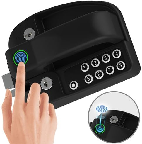 RV Master- Upgraded RV Door Lock Replacement with Fingerprint, Password, Keys, RV Keyless Entry for Trailer Door and Camper Door Lock, Trailer Entry Door Latch Replacement(NOT Fits Class A/C)