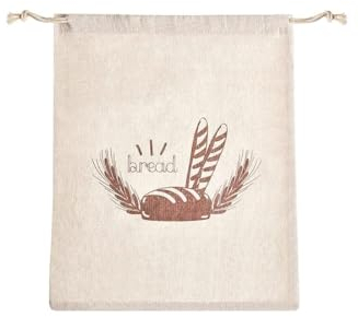 JSKWIKE 2 PCS Borsa per Il Pane in Lino Biologico Extra Large da Vita 44x35 cm Sacchetti riutilizzabili per Il Pane Borsa per Il Pane Ecologica