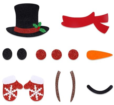 Gralara Pegatina de Puerta con temática navideña, Decoraciones navideñas para Puerta, Tela de Fieltro, Grande de Entrada, Pegatinas de, Muñeco de Nieve de Navidad