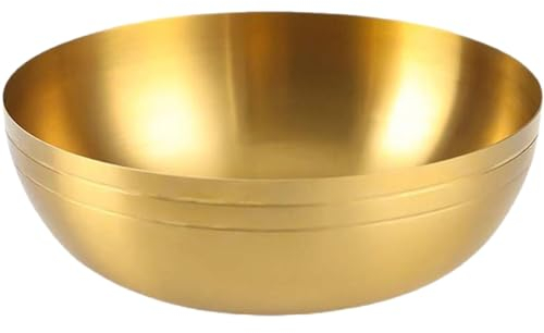 HUFFA Bowl Large Metal Bowl Salad Bowl Japanese Soup Bowls Gold Home Soup Bowl Fruit Dish Round Metal Bowl Stainless Steel