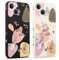 Pnakqil 2 Pezzi Cover per Apple iPhone 13 6.1 Carina Foglie e Fiori Adorabili Romantico Disegno Morbido Donne Protezione Sottile Anti Fotocamera Silicone TPU Morbida Antiurto Case