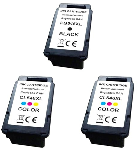 HAUPTSTADT TONER PG-545 CL-546 XL PG-545XL CL-546XL kompatibel für Canon Druckerpatronen 545 546 Multipack ersatz für Canon Pixma TR4550 TS3350 TS3150 MG2550s MG2555s MG3050 (1x Black / 2X Farbe)