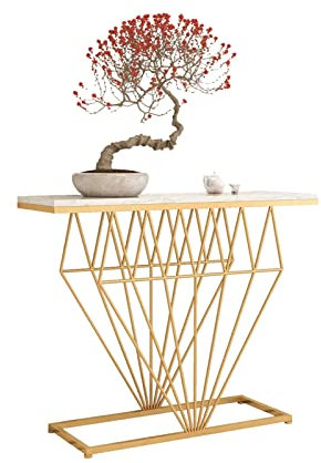 MOooy Konsolentisch, Wohnzimmer-Sofatisch, Eingangstisch mit Stauraum, weißes Marmor-Finish, Flur-Regaltisch, Wandtisch