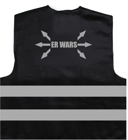 Er Wars Pfeile lustige Sprüche Warnweste BZW. Signalweste mit reflektierendem Aufdruck - Größe XXL / 3XL, Schwarz