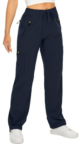 yeyity Wanderhose Damen Atmungsaktiv Cargohose Leichter Quick Dry Outdoorhose UV-Schutz Trekkinghose Funktionshose Jogginghose(6608,Blue,L)