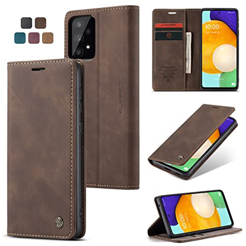 Cracedily Coque pour Samsung Galaxy A53 Pochette, Etui Protection Housse Premium en Cuir PU,Etui à Rabat Pochette de Portefeuille Étui pour Samsung Galaxy A53 5G Case, Café