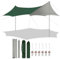 WOLTU Toldo Camping Impermeable, Tarp 4,4x4,4 m Impermeable Portátil, Lona Impermeable con Soportes, Lona Protectora Anti-UV, Ideal para Camping, Pesca, Picnic al Aire Libre, Verde
