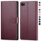 SkyDuck Leather Flip Case for iPhone SE 2022/2020 & iPhone 8 with RFID Blocking, Credit Card Holder & Tempered Glass Screen Protector - Wine Red
