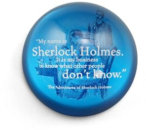 Half Moon Bay Sherlock Holmes Briefbeschwerer aus Glas, dunkelblaue Kuppel, Premium-Literarische Reihe, Geschenk für Mystery-Fans und Männer