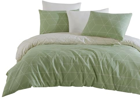 Traumschlaf Renforcé Bettwäsche • Modernes Linien-Design aus 100 % Baumwolle • Hautsympathisch, atmungsaktiv & pflegeleicht • Ideal für das ganze Jahr • 155x220 cm + 80x80 cm, grün