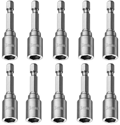 10 Pièces Douille Visseuse, 8mm Magnétique Douilles Hexagonale, Embout Douille Visseuse, Foret Prise De Adaptateur à Douille pour Perceuse à Main, Tournevis Électrique, Clé à Douille
