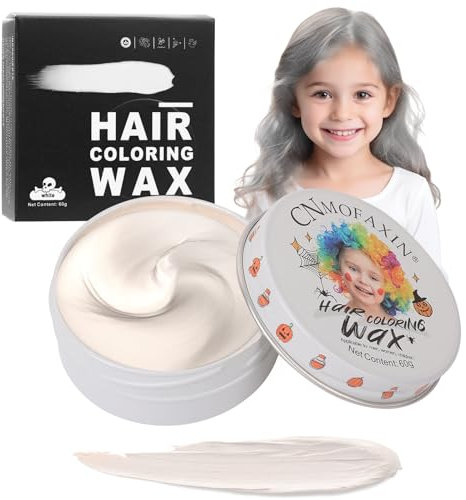 Temporary Hair Color Wax Silver White for Kids, Washable Colored Hairstyle Dye Mud, Disposable Instant Styling Pomade for Girls Boys Youth, DIY Coloring Gel Cream for Women Men Cosplay Halloween