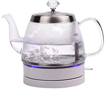 Electric Glass Kettle - 1.0 Liter Blue Led Illuminated Portable Office Auto Power Off Stainless Steel Quick Boil Tea Jug Kettle peace