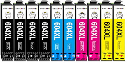 CINKCOCO 604XL Druckerpatronen Multipack Kompatibel für 604 Patronen für Epson 3200 Patronen für Epson XP 2205 3200 4200 3205 4205 Workforce 2930 2935 2910 (10 Pack)