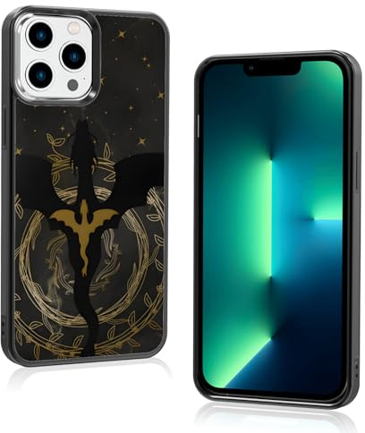 Odhtst Aesthetic Black Dragon Bookish Phone Case Compatible with iPhone 13 Pro Max Case 6.7 Inch, TPU Shockproof Protection Vintage Book Lovers Gifts Fantasy Wings Phone Case for Girls Women Cover