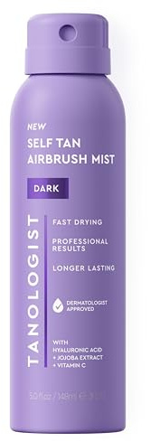 Tanologist Dark Self Tan Airbrush Mist, Spray At Home, Self Tanning Mist, 360 Application, Quick Drying & Streak-Free, No Fake Tan Smell Or Orange Tone, Vegan, 5 fl. oz/148 ml Bottle