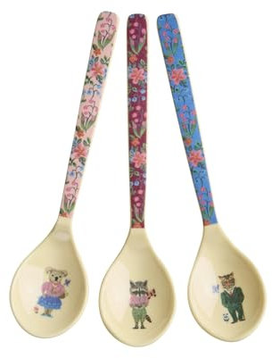 RICE Melamin Löffel Teelöffel Kinderlöffel mehrfarbig - Nathalie Lété Print 3 Stück