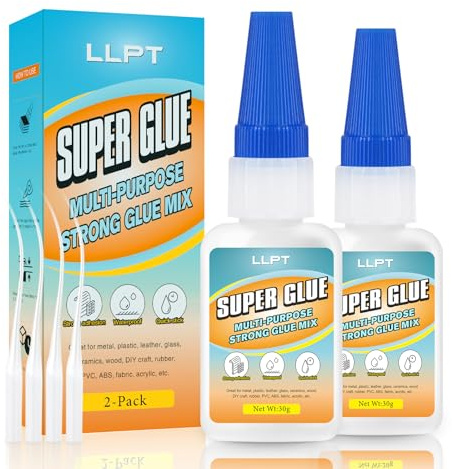 LLPT Sekundenkleber 2 Packs Net 30g Klarer Allzweckkleber | Super glue mit Anti-Verstopfung, Schnell & stark für Kunststoff Metall Glas Leder