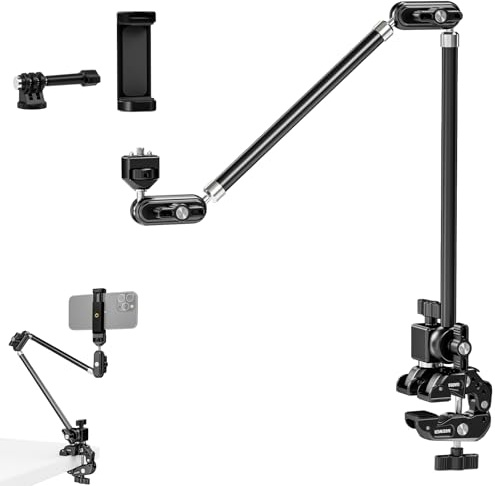 NEEWER 75 cm Articulating Magic Arm mit Super Clamp/Action CAM Mount/Handyhalterung Overhead Kamera Tischhalter Mic Boom Tritiv, kompatibel mit GoPro iPhone DSLR Webcam Microphone Videoaufnahme UA056