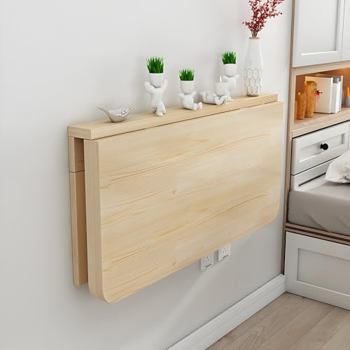 Escritorio Abatible Pared, Mesa Plegable de Pared de Madera Maciza, Mesa de Comedor Ahorro de Espacio, Escritorio de Ordenador Multifunción(100 * 60cm/39.4 * 23.6in)