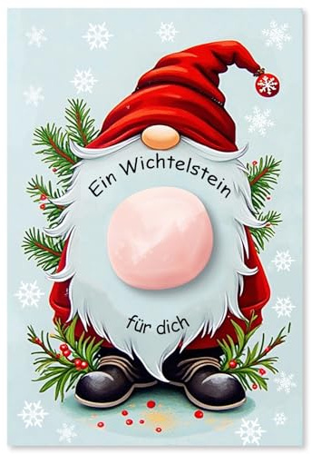 Wryzorix Weihnachtssteine, Magischer Glücksstein Magische Steine Kinder Steine Weihnachten, Glückssteine Für Kinder Wichtel Zubehör Glücksbringer Weihnachten Mit Liebevoll Gestalteter Karte