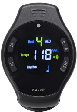 Fockety Clip-On-Metronom, Wiederaufladbarer Farbbildschirm, Tragbares Gitarrenstimmgerät, Digitales Metronom, Elektronisches Metronom, Musikmetronom für Laufen, Springseil, Tempo-Trainer (BLACK)