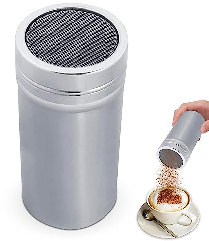 Spargicacao Spargi a velo,Spargi Cacao in Acciaio Inossidabile,Spargi Zucchero,Spargizucchero per Farina Cacao Setaccio per Farina di Caffè con Shaker,Dispenser Cacao in Polvere