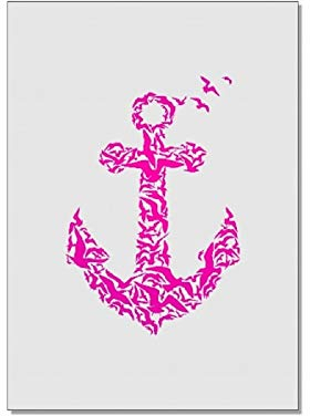 17;30 - CA60544 - Postkarte, Maritim, Anker, Möwen, neon pink, DIN A6