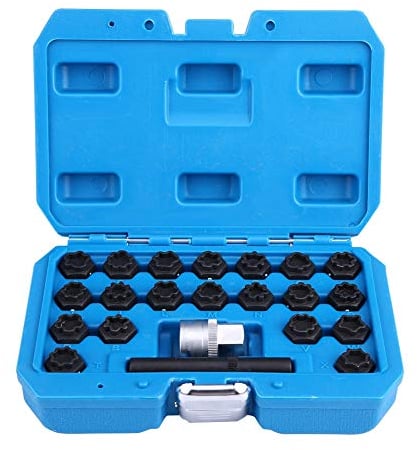 Kit di Rimozione Chiave per Blocco Ruota 22 Pezzi in Lega di Acciaio Solido, Bussola per Rimozione di Viti con Dadi di Bloccaggio Antifurt, Set di Chiavi a Dado Antifurto per Ruota Auto