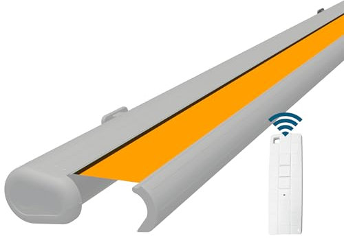 Eclipse Vollkassettenmarkise Premium elektrisch 3,5x3m Markise Balkon Terrassenüberdachung Kassettenmarkise Gelenkarm Polyacryltuch UV-Schutz 50+ Smarthome-fähiger Dooya Motor, Markisentuch: Gelb