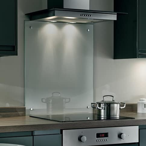 Colour2Glass Clear Toughened Glass Splashback for Kitchen, Tempered Heat-Resistant Glass Splashbacks with Polished Edges for Cooker and Hob Backsplash with Pre-Drilled Holes & Fixings - 60 x 40cm