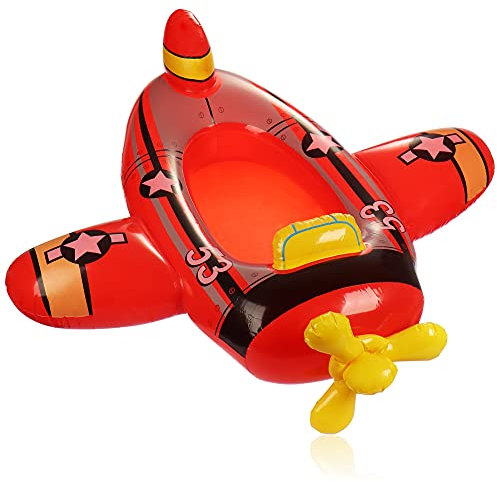 com-four® Figurine de Natation en Forme d'avion - Bateau Gonflable pour Enfants - Matelas pneumatique pour Le Plaisir de la baignade - Figurine de Bain pour la Plage et la Piscine (Avion Rouge)