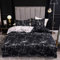 Gezu Housse de Couette Marbre 220x240cm Noir et Blanc Gris Réversible Parure de Lit Microfibre avec Fermeture Éclair Sets de Housse de Couette 2 Personnes avec 2 Taie d'oreiller 65x65cm