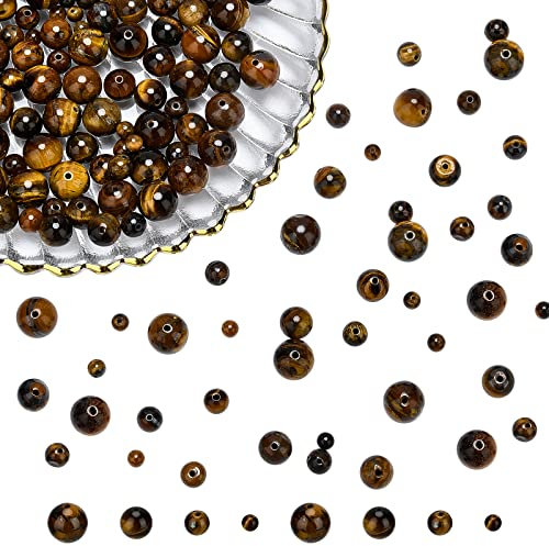 nbeads 200 Stück Natürliche Tigerauge-Perlen, 4 mm / 6 mm / 8 mm / 10 mm Grade ab Ungefärbte Runde Edelsteinperlen Natursteinlose Perlen Für Die Schmuckherstellung
