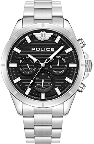 Police Herren Analog Quarz Uhr mit Edelstahl Armband PEWJK2227806