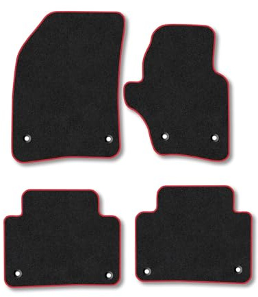 Porsche Cayenne (2003-2010) Car Mats Accessories Tailored Fit Carpet Floor Mats Non Slip Red Trim Accessory Compatible Front Rear Set Anti Slip Backing Custom Fit Hand-Finished Full Coverage Clips
