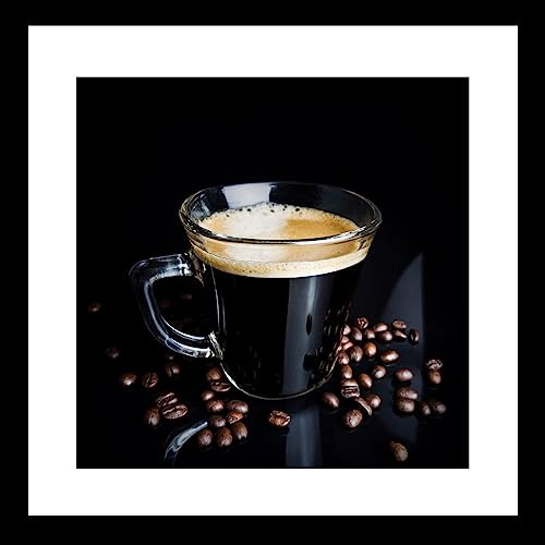 levandeo Glasbild 30x30cm Wandbild Kaffee Tasse Schwarz Weiß Wanddeko Glas Coffee Deko Wandobjekt