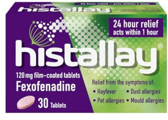 Histallay Hayfever & Allergy Relief Tablets, 30 Tablets, 120mg Fexofenadine, Antihistamine 24hr Relief, Acts Within 1hr, Relieves Hayfever, Pet, Dust and Mould Allergies