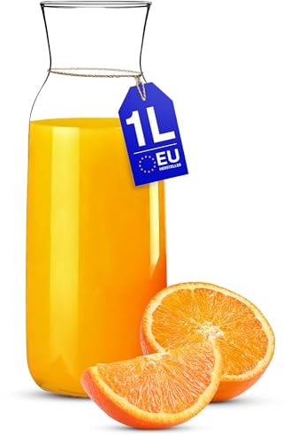 KONZEPT Caraffa per acqua da 1 litro senza coperchio – Caraffa per vino trasparente, ideale per acqua, vino, succo, pietre d'acqua, limonata