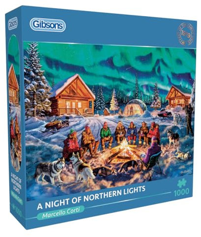 A Night of Northern Lights 1000 Piece Jigsaw Puzzle | Christmas Puzzle | Sustainable Jigsaw Puzzle for Adults | Premium 100% Recycled Board | Great Gift for Adults | Gibsons Games