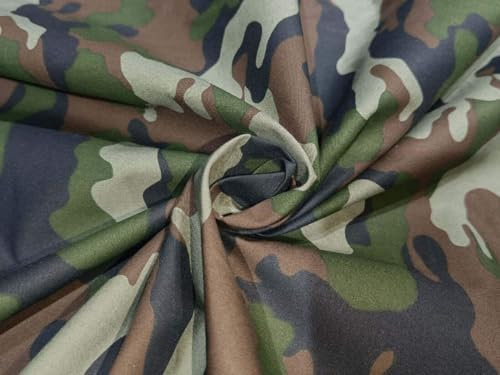 100 % Baumwollstoff, Armee-/Camouflage-Druck, 147,3 cm breit, erhältlich in zwei Farben [12315/16], Grün und Braun