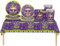 69Pcs Purple Mardi Gras Party Tableware Set,Mardi Gras Mask Decorations Mardi Gras Party Table Cloth,Paper Plates Napkins and Cups Dinnerware Set for Birthday Holiday Mardi Gras Party Decorations