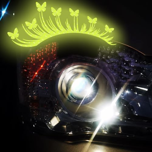Nouiroy Schmetterling Wimpern Aufkleber für Autos, 1 Paar Reflektierende Vinyl Decal, Fake Eyelash Aufkleber für Scheinwerfer, Auto Dekor für Mädchen (Grün)