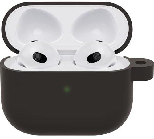 OtterBox Soft Touch Kopfhörer Hülle für AirPods (3rd gen), stoßfeste, sturzsichere, ultraflache, Kratz- und Abriebfeste Schutzhülle für Apple AirPods, inklusive Karabiner, Schwarz