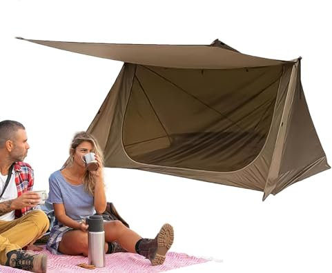 Leichtes Wanderzelt, ultraleichtes Zelt – Außenzelt ohne Stange | leichtes Wanderzelt für Camping, Wandern und Radfahren, freistehende Markisenzelte für 1 oder 2